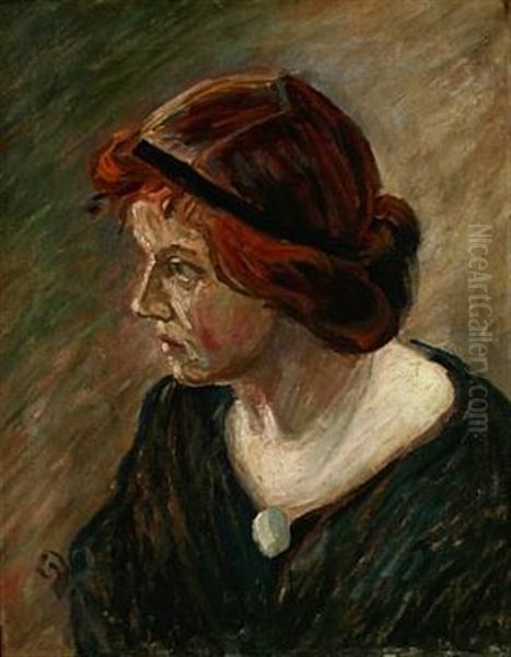 Portrait Of Kai Nielsen's Wife Mathilde Kathrine Antonia Nielsen Seated Face-to-left - view 1