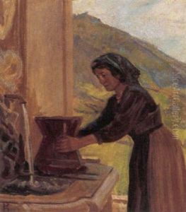 Italienerinde Henter Vand Ved En Brond Italienerinde Henter Vand Ved En Brond