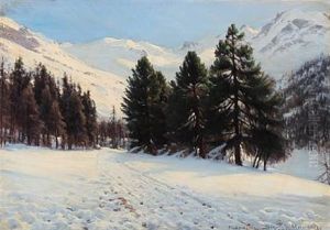 Winter Landscape From Engadin In Switzerland by Sigvard Hansen