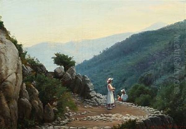 A Mountain Landscape With Figures - view 1