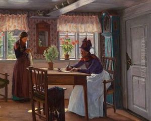 Interior With Two Girls From The Danish Island Of Fano Interior With Two Girls From The Danish Island Of Fano