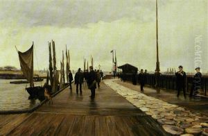 Helsingors Skibsbro. Aftenstemning Ved Havnen by Sigvard Hansen