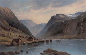 Parti Fra Hardangerfjorden, Hjuldamperen Er Ved At Laegge Til