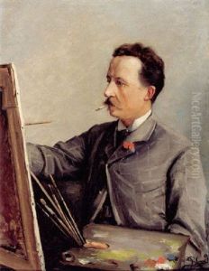 Maleren Peder Monsted Ved Staffeliet