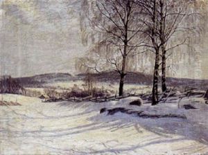 Birketraeer. Snefald by Sigvard Hansen