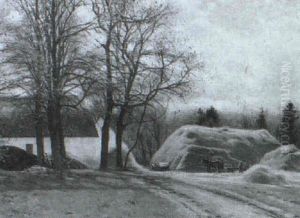 Der Stakkes Ho, Parti Med Bondemand Og Hestekoretoj Ved En Bondegard by Sigvard Hansen