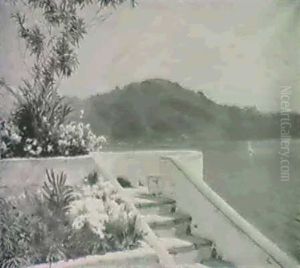 Terrasse Me Blomstrende Traer Og Buske, Amalfi by Sigvard Hansen