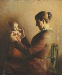 The Artist's Sister With Child by Johan Hansen-Aarslev