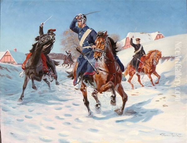 Dragoons In A Battle On A Winterday - view 1