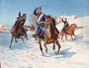 Dragoons In A Battle On A Winterday