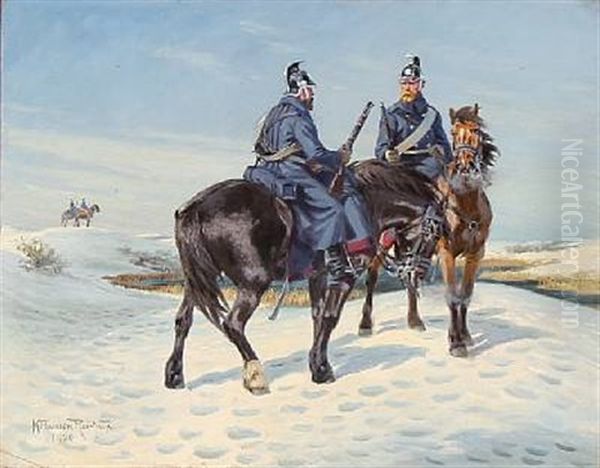 Winter Landscape With Dragoons On Horseback - view 1