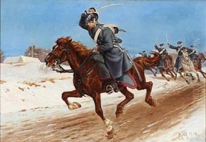 A Dragoon And Soldiers In Gallop by Karl Frederik Christian Hansen-Reistrup