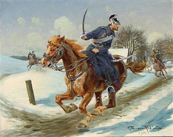 Dragoons On Horseback, Winter Time - view 1