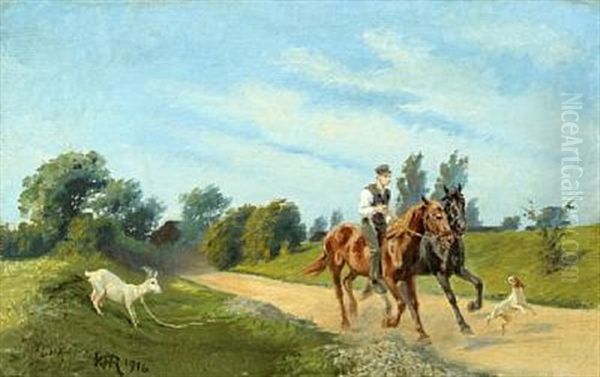 Man With Horses, Dog And Goat - view 1