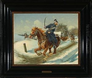 Dragoon In Full Gallop by Karl Frederik Christian Hansen-Reistrup