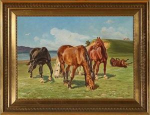 Summer Day With Grazing Horses