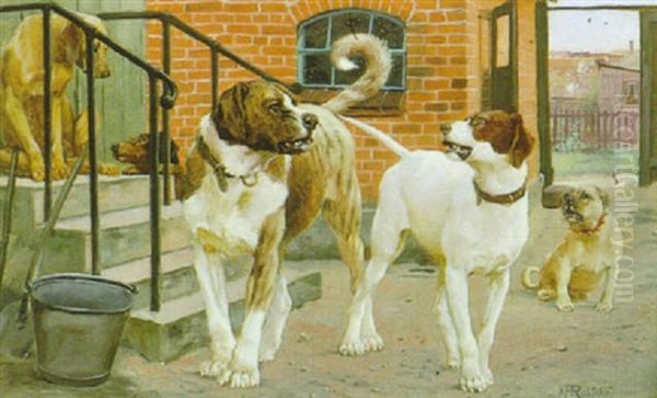 Drei Hunde Im Hof - view 1