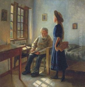 Ung Kvinde Hos Skomageren by Bertel Mathias Hansen-Svaneke