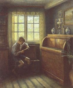 Interior Med Laesende Dreng by Bertel Mathias Hansen-Svaneke