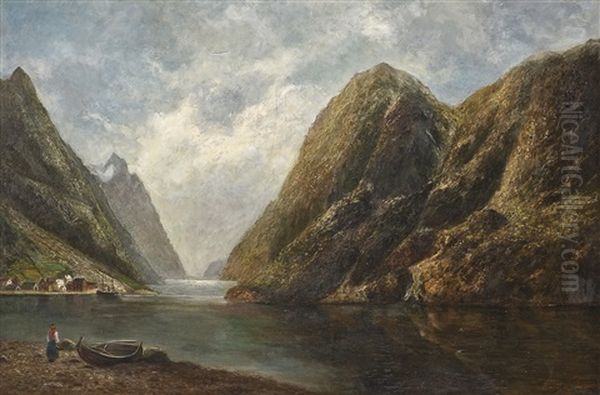 Fjordlandskap Med Folkeliv - view 1