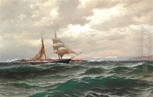 View Of A Sailing Boat Off The Norwegian Coast - view 1