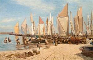 Fra Havnen I Gilleleje, Danmark by Nils Severin Lynge Hansteen
