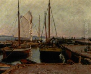Skibe I Havn by Nils Severin Lynge Hansteen