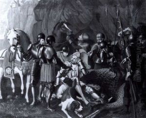 Saint Georges Terrassant Le Dragon by Johann-Gottlieb Hantzsch