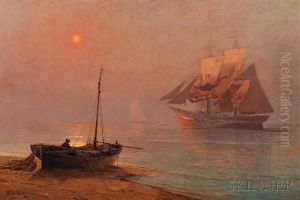 Luminous Shore View With Sailing Vessels Luminous Shore View With Sailing Vessels
