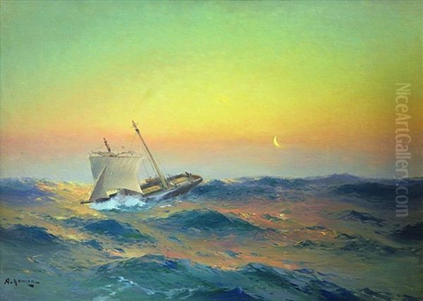 Sailing Boats On Stormy Sea - view 1