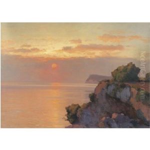 Sunset Over The Sea by Alexei Vasilievitch Hanzen