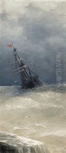 Ship On High Seas by Alexei Vasilievitch Hanzen