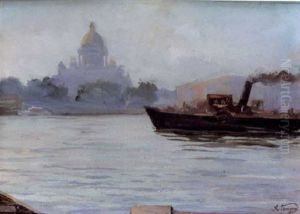 Steam Boat On The River by Alexei Vasilievitch Hanzen