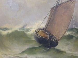 Tempete En Mer by Georges Jean Marie Haquette