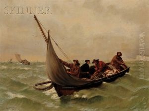 Fishermen In A Dory Off The White Cliffs