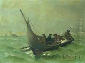 Fisherman In A Dory Off The White Cliffs
