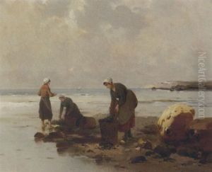 The Mussel Gatherers by Georges Jean Marie Haquette