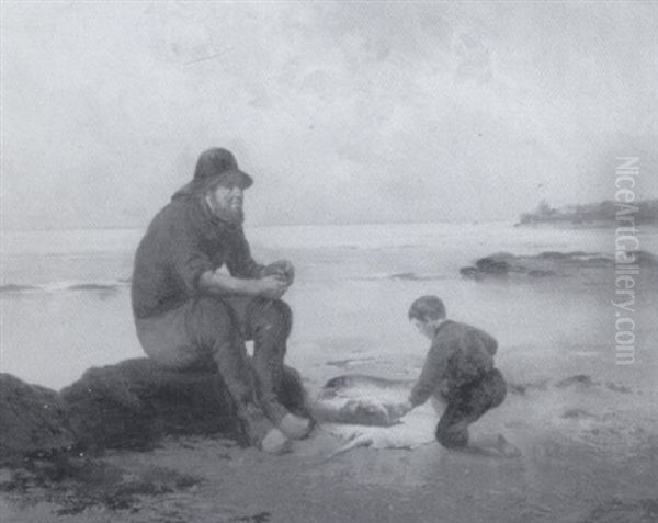 Coastal Landscape With Fishermen - view 1