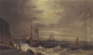 Shipping Off A Coastline by Georges Jean Marie Haquette