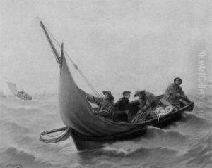 Fisherman At Sea by Georges Jean Marie Haquette