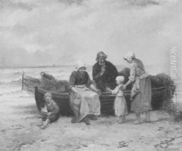 Fisherfolk Resting By Their Boat - view 1