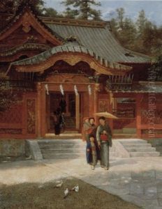 Family At Toshogu Shrine by Naojiro Harada