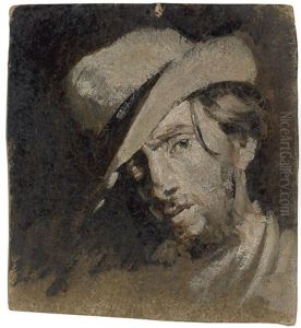 Selbstbildnis Mit Filzhut by Edmund Harburger