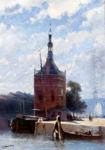 Figuren Op De Kade Bij De Accijnstoren Te Alkmaar by Lambertus Hardenberg