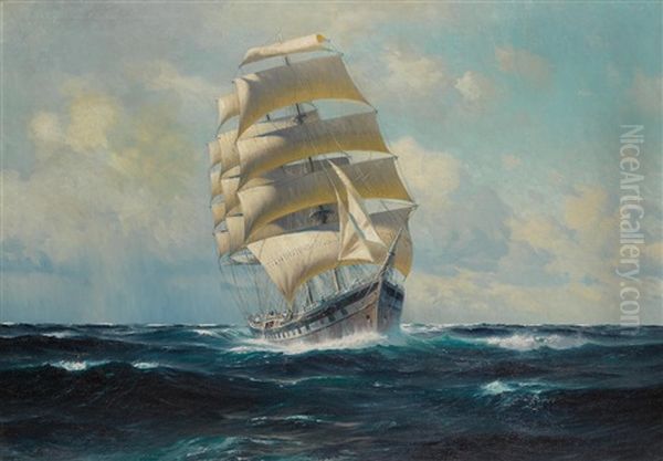 Clipper Under Full Sail, Coming Out Of A Storm - view 1