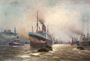 Die "hamburg" Verlasst Den Hamburger Hafen by Johannes Harders