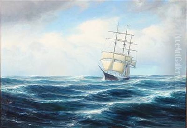Seascape With A Sailing Ship In High Waves - view 1