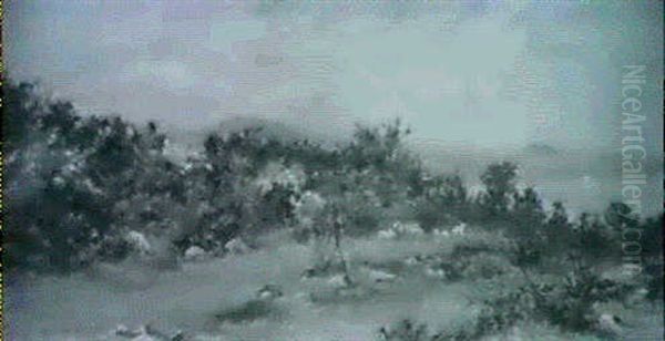 A River Landscape With Sheep Grazing - view 1