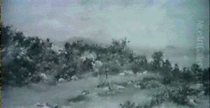 A River Landscape With Sheep Grazing A River Landscape With Sheep Grazing