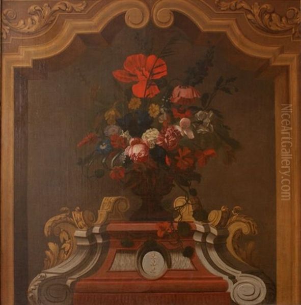Vase De Fleurs Sur Un Piedestal - view 1